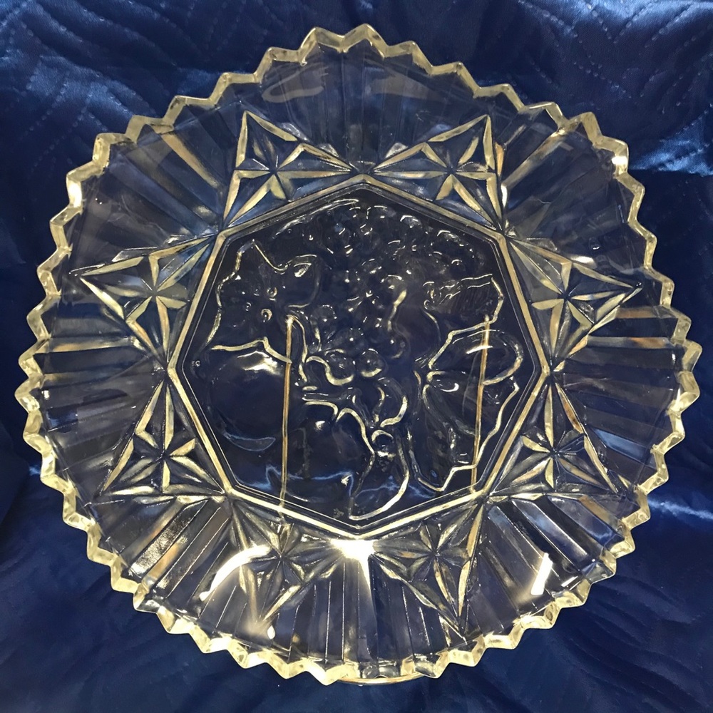 Molded and Cut Glass Fruit Platter